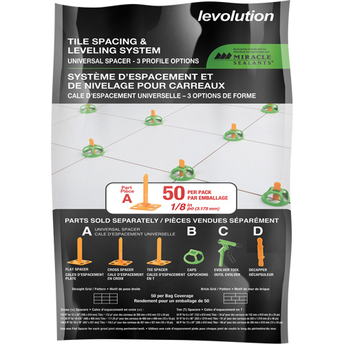 Cales d'espacement universelles Miracle Sealants Levolution Canadian Safety Group Inc.