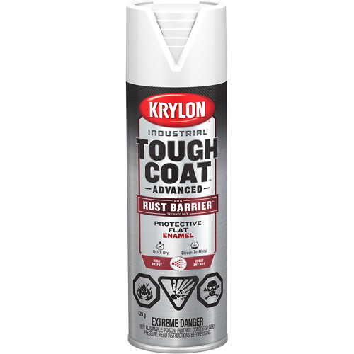 Tough Coat&reg; Advanced Paint with Rust Barrier Technology, White, Flat Finish, 425 g, Aerosol Can Canadian Safety Group Inc.