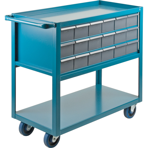 Chariot &agrave; tablette avec tiroir, 1200 lb Capacit&eacute;, Acier, 18" x la, 35" x ha, 36" p, Roues en Caoutchouc, Enti&egrave;rement soud&eacute;, 18 tirroirs Canadian Safety Group Inc.