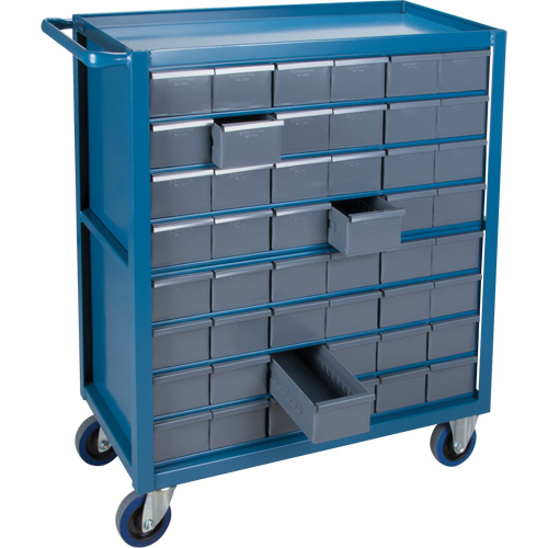 Chariot &agrave; tablette avec tiroir, 1200 lb Capacit&eacute;, Acier, 18" x la, 35" x ha, 36" p, Roues en Caoutchouc, Enti&egrave;rement soud&eacute;, 48 tirroirs Canadian Safety Group Inc.