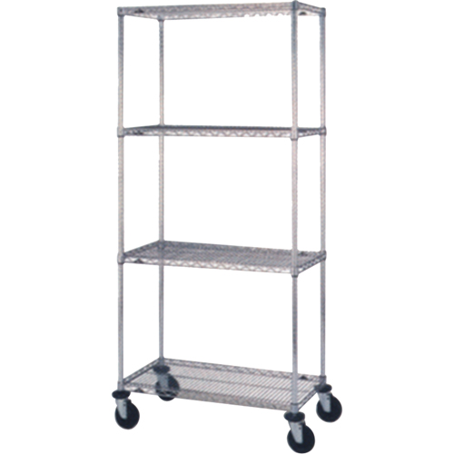 Wire Shelf Cart, Chrome Plated, 18" x 69" x 36", 800 lbs. Capacity Canadian Safety Group Inc.