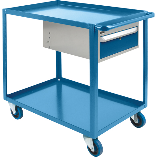 Chariots &agrave; tablettes avec tiroir, 1200 lb Capacit&eacute;, Acier, 24" x la, 36" x ha, 39" p, Roues en Caoutchouc, Enti&egrave;rement soud&eacute;, 1 tirroirs Canadian Safety Group Inc.