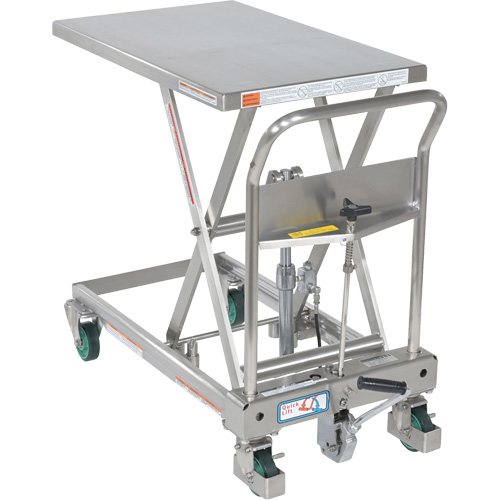 Hydraulic Scissor Lift Table, 31-1/2" L x 19-1/2" W, Stainless Steel, 550 lbs. Capacity Canadian Safety Group Inc.