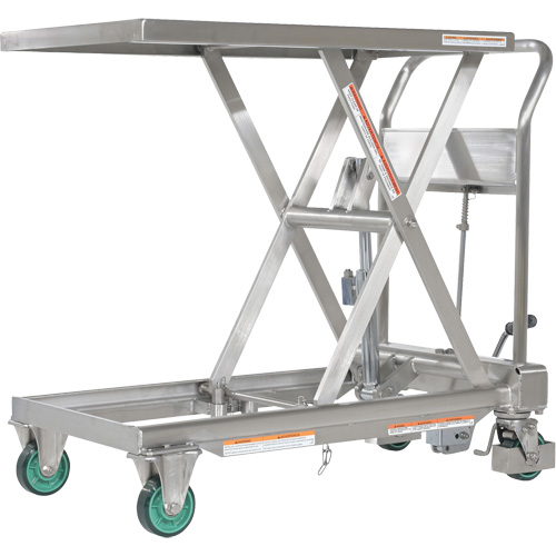 Hydraulic Scissor Lift Table, 31-1/2" L x 19-1/2" W, Stainless Steel, 550 lbs. Capacity Canadian Safety Group Inc.