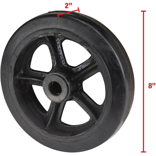 Mold-On Rubber Wheel, 8" (203 mm) Dia. x 2" (51 mm) W, 400 lbs. (181 kg.) Capacity Canadian Safety Group Inc.