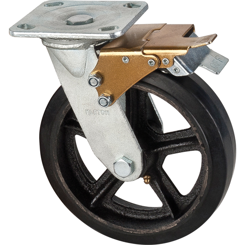 Mold-on Caster, Swivel with Brake, 8" (203.2 mm), Rubber, 660 lbs. (299 kg.) Canadian Safety Group Inc.