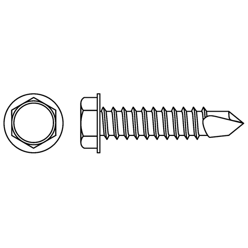 Self Drill Hex Washer Head Screws, #10 x 5/8" L, Zinc Plated Canadian Safety Group Inc.