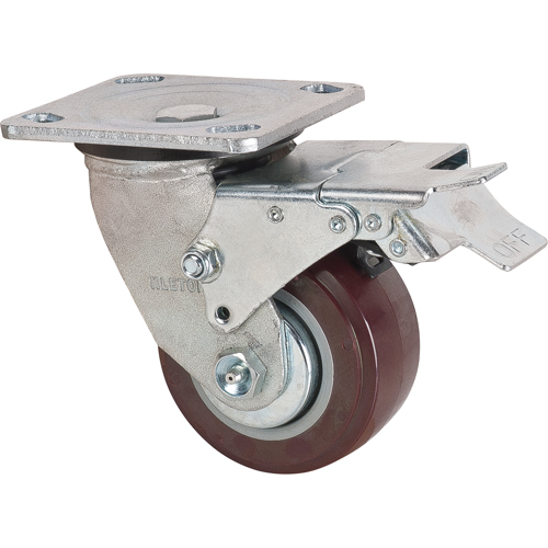 Caster, Swivel with Brake, 4" (101.6 mm), Polyurethane, 550 lbs. (249.5 kg.) Canadian Safety Group Inc.