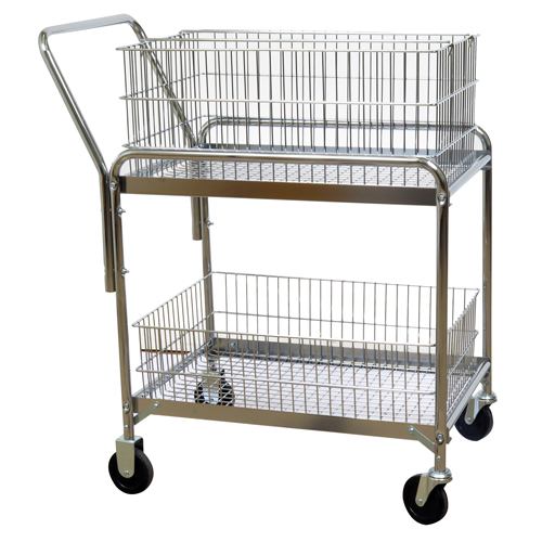 Wire Mesh Office Mail Cart, 200 lbs. Capacity, Chrome, 20" D x 33" L x 37-1/2" H, Chrome Plated Canadian Safety Group Inc.
