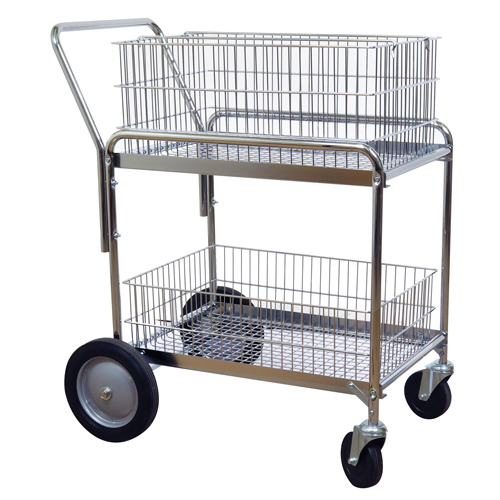 Wire Mesh Office Mail Cart, 200 lbs. Capacity, Chrome, 23-3/4" D x 33-1/2" L x 38-1/4" H, Chrome Plated Canadian Safety Group Inc.