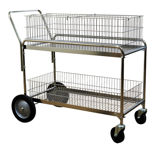 Wire Mesh Office Mail Cart, 250 lbs. Capacity, Chrome, 23-3/4" D x 43" L x 38-1/2" H, Chrome Plated Canadian Safety Group Inc.