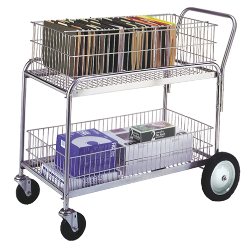 Wire Mesh Office Mail Cart, 250 lbs. Capacity, Chrome, 23-3/4" D x 43" L x 38-1/2" H, Chrome Plated Canadian Safety Group Inc.