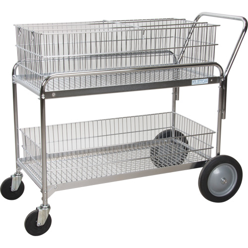 Wire Mesh Office Mail Cart, 250 lbs. Capacity, Chrome, 23" D x 42" L x 38" H, Chrome Plated Canadian Safety Group Inc.