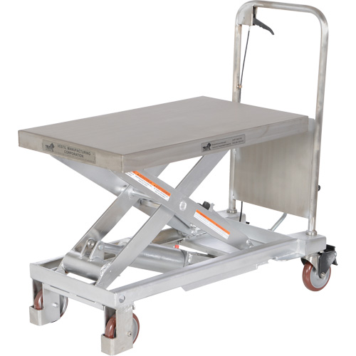 Manual Hydraulic Scissor Lift Table, 32-1/2" L x 19-1/2 W, Partial Stainless Steel, 1000 lbs. Capacity Canadian Safety Group Inc.