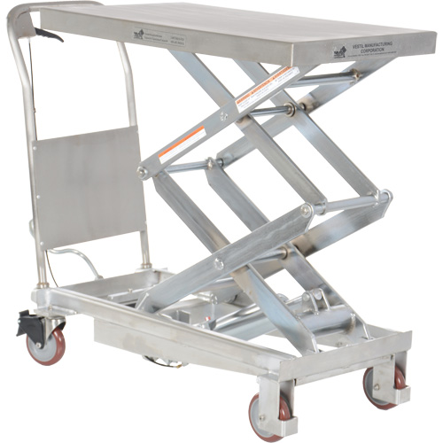 Manual Hydraulic Scissor Lift Table, 35-1/2" L x 20" W, Partial Stainless Steel, 800 lbs. Capacity Canadian Safety Group Inc.