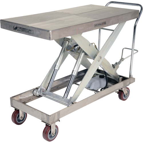 Manual Hydraulic Scissor Lift Table, 47" L x 24" W, Partial Stainless Steel, 2000 lbs. Capacity Canadian Safety Group Inc.