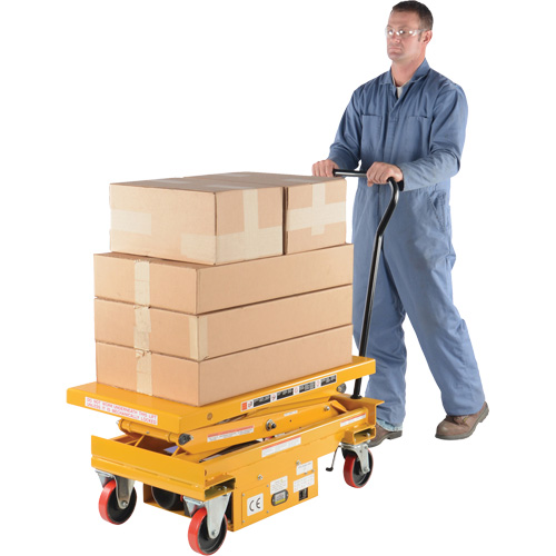 DC Powered Hydraulic Scissor Lift Elevating Cart, Steel, 39-3/4" L x 20-1/2" W, 1000 lbs. Capacity Canadian Safety Group Inc.