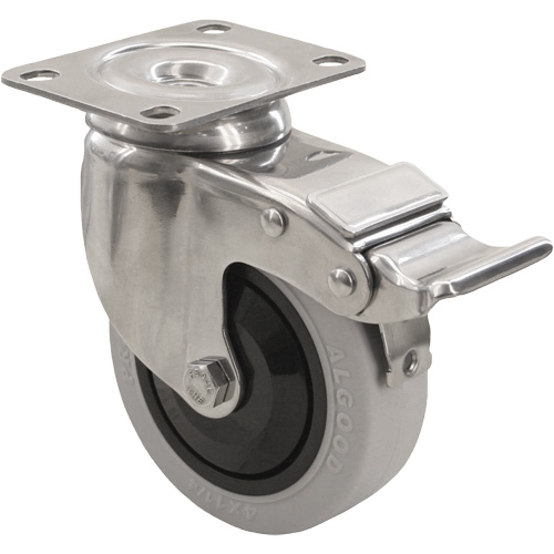Roulette 2309 avec 2 freins, Pivotant avec frein, 5" (127 mm), Gris Envirothane, 350 lb (158,8 kg) Canadian Safety Group Inc.