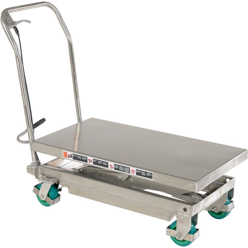 Manual Hydraulic Scissor Lift Table, 36-1/4" L x 19-3/8" W, Stainless Steel, 600 lbs. Capacity Canadian Safety Group Inc.