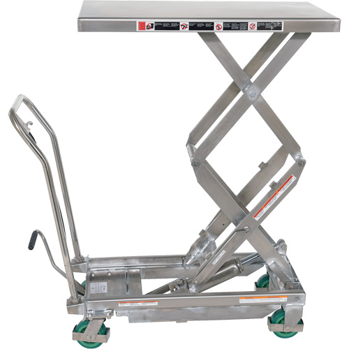 Manual Hydraulic Scissor Lift Table, 36-1/4" L x 19-3/8" W, Stainless Steel, 600 lbs. Capacity Canadian Safety Group Inc.