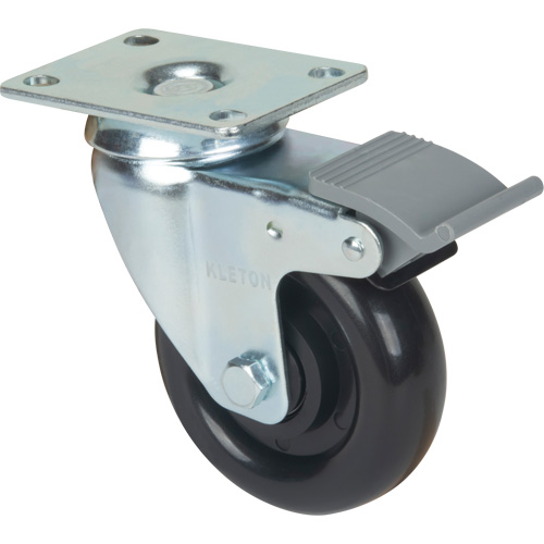 Caster, Swivel with Brake, 4" (101.6 mm), Polyolefin, 250 lbs. (113.4 kg) Canadian Safety Group Inc.