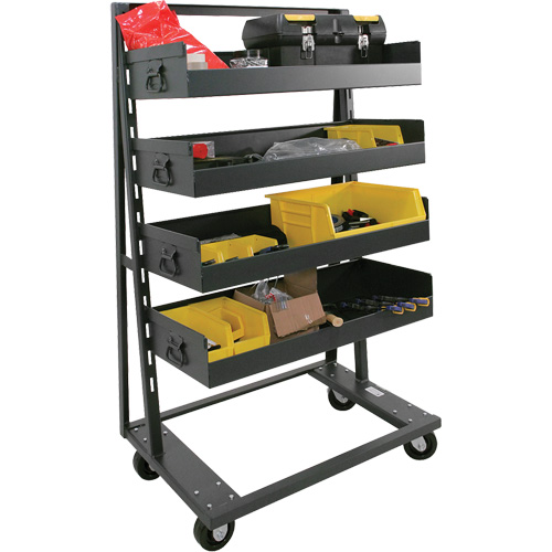 Chariot &agrave; cadre en A robuste &agrave; un c&ocirc;t&eacute; avec 4 grands plateaux &agrave; rebord, 38" x 25" x 63", Capacit&eacute; 2500 lb Canadian Safety Group Inc.