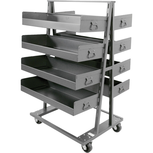 Chariot &agrave; cadre en A robuste &agrave; deux c&ocirc;t&eacute;s avec 8 grands plateaux &agrave; rebords, 38" x 30" x 63", Capacit&eacute; 2500 lb Canadian Safety Group Inc.