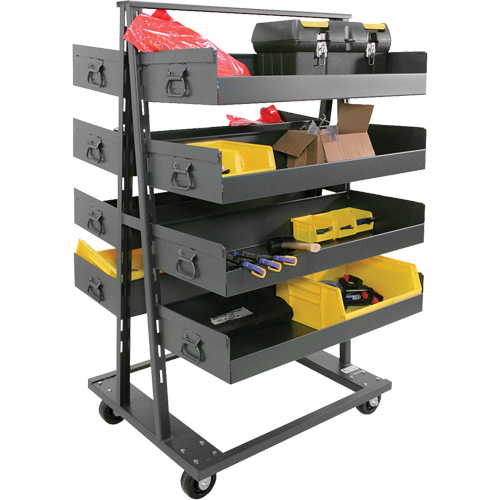 Chariot &agrave; cadre en A robuste &agrave; deux c&ocirc;t&eacute;s avec 8 grands plateaux &agrave; rebords, 38" x 30" x 63", Capacit&eacute; 2500 lb Canadian Safety Group Inc.
