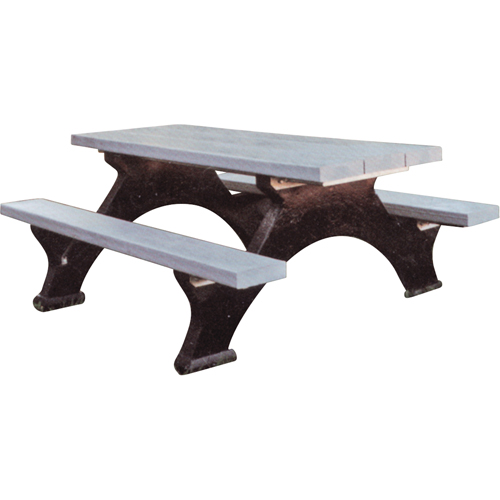 Tables de pique-nique en plastique recycl&eacute;, 6' lo x 62-1/4" la, Gris Canadian Safety Group Inc.