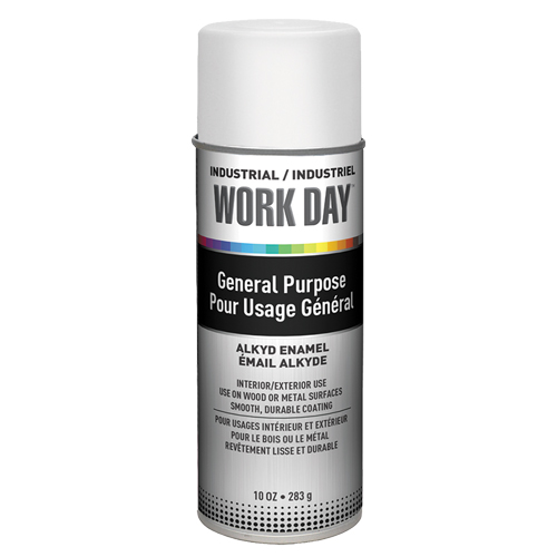 Peinture industrielle Work Day, Blanc, Tr&egrave;s mat, 10 oz, Canette a&eacute;rosol Canadian Safety Group Inc.