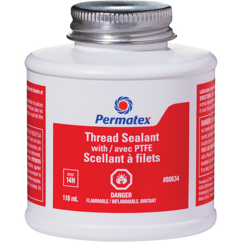 Thread Sealant with PTFE, Brush Top Bottle, 118 ml, -54°C - 150°C/-65°F - 300°F Canadian Safety Group Inc.