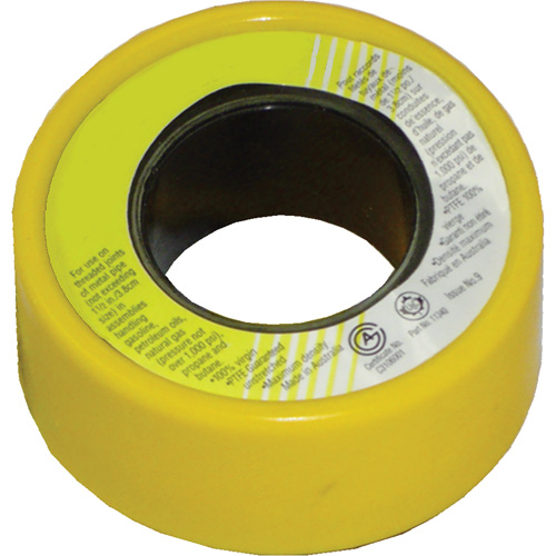 Ruban scellant pour filets au pas du gaz avec PTFE, 236" lo x 1/2" la, Jaune Canadian Safety Group Inc.