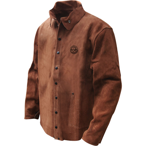Veste de soudage en cuir fleur de vache refendu Gander Brand, Cuir, Moyen, Brun Canadian Safety Group Inc.