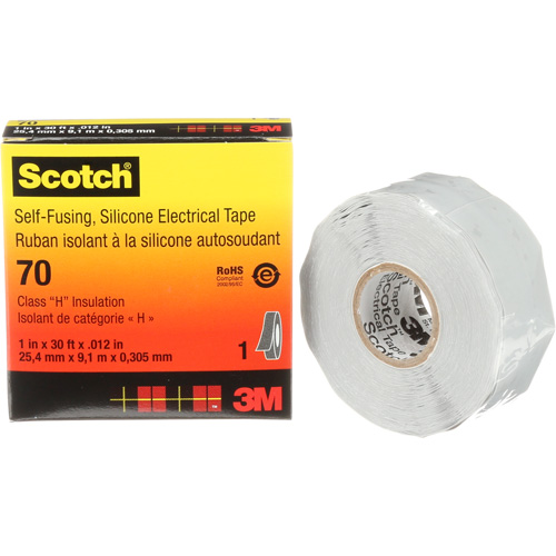 Scotch&reg; Self-Fusing Silicone Rubber Electrical Tape, 25.4 mm (1") x 9 m (30'), Grey, 12 mils Canadian Safety Group Inc.