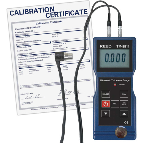 Jauge d'&eacute;paisseur avec certificat de calibration, Affichage Num&eacute;rique, Ultrason, gamme de 0,05" to 7,9" (1,5 mm to 200 mm) Canadian Safety Group Inc.