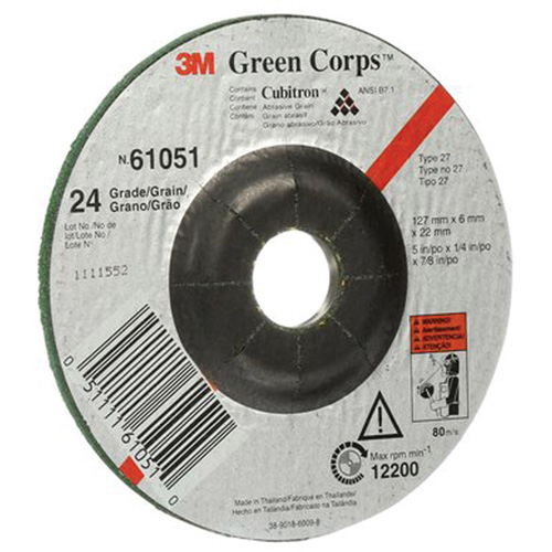 Green Corps Flexible Grinding Wheel, 5" x 1/4", 7/8" Arbor, Ceramic, Type 1 Canadian Safety Group Inc.