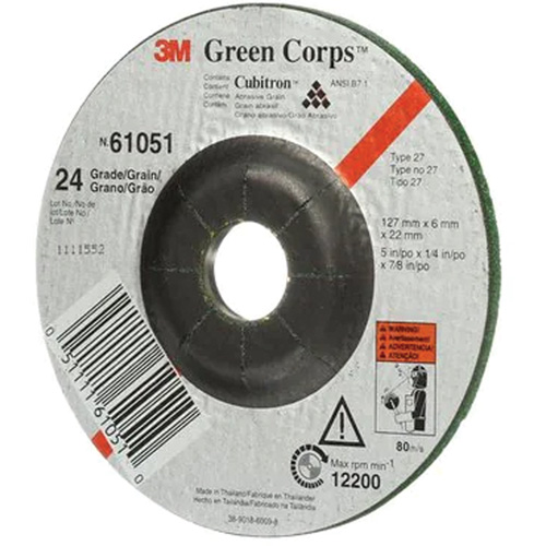 Green Corps Flexible Grinding Wheel, 5" x 1/4", 7/8" Arbor, Ceramic, Type 1 Canadian Safety Group Inc.