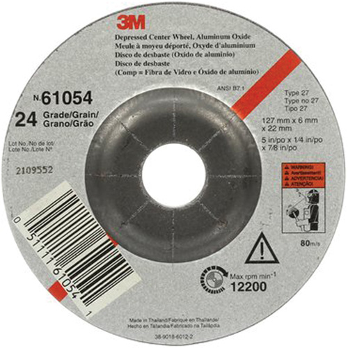 Depressed Centre Grinding Wheel, 5" x 27, Aluminum Oxide Canadian Safety Group Inc.