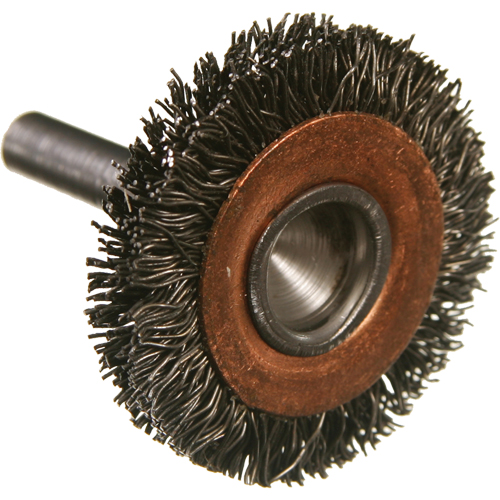 Brosses mont&eacute;es &agrave; fils cr&ecirc;p&eacute;s circulaires, 1-1/2", Fils 0,014", Tige 1/4" Canadian Safety Group Inc.
