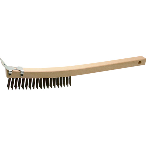 Brosse de nettoyage avec racloir, Acier, 3 x 19 rangs de fils, Longueur 13" Canadian Safety Group Inc.