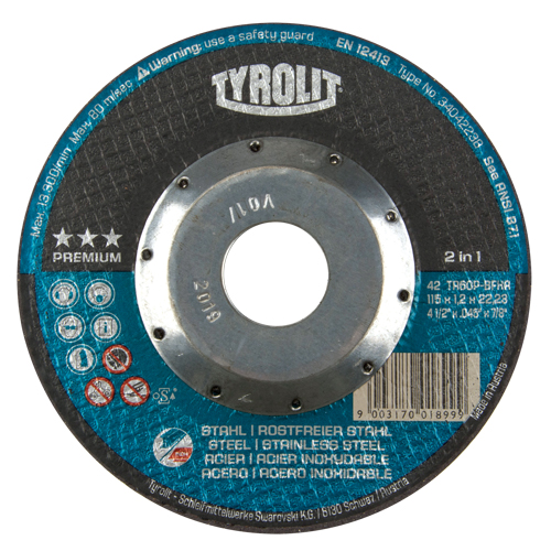 Premium 2 In 1 Thincut Cut-Off Wheel, 6" x 0.045", 7/8" Arbor, Type 27, Aluminum Oxide, 10200 RPM Canadian Safety Group Inc.