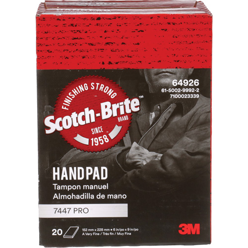 Tampons manuels Scotch-Brite 7447, Oxyde d'aluminium, 9" x 6", Grain Tr&egrave;s fin Canadian Safety Group Inc.