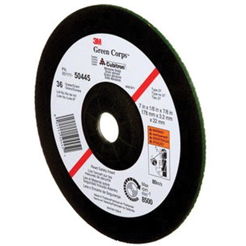 Meule &agrave; moyeu d&eacute;port&eacute; Green Corps, 7" x 1/8", Arbre 7/8", C&eacute;ramique, Type 27 Canadian Safety Group Inc.