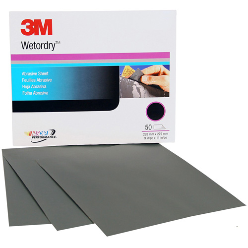 Feuille abrasive Wetordry, 9" x 11", Grain P220, Oxyde d'aluminium Canadian Safety Group Inc.