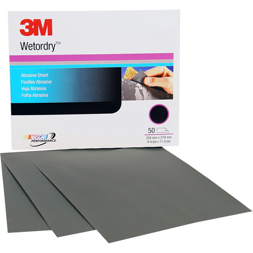 Feuille abrasive Wetordry, 9" x 11", Grain P500, Oxyde d'aluminium Canadian Safety Group Inc.