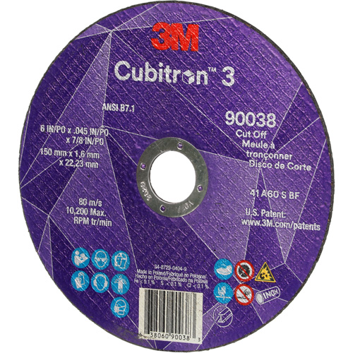 Cubitron 3 Cut-Off Wheel, 6" x 0.045", Type T27, Ceramic, 10200 RPM Canadian Safety Group Inc.