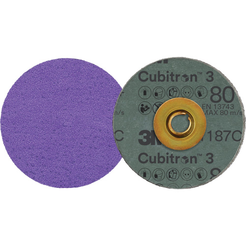 Disque en fibre Roloc Cubitron 3, 3" dia., Grain 80+, C&eacute;ramique Canadian Safety Group Inc.