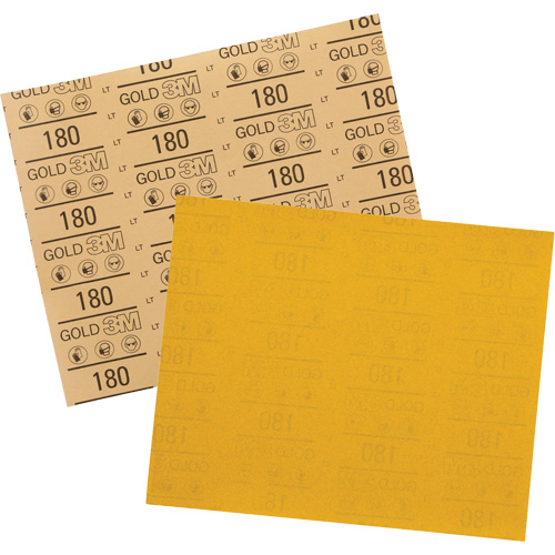Gold Abrasive Sheet 12545, 9" x 11", 180 Grit, Aluminum Oxide Canadian Safety Group Inc.