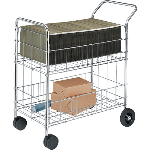 Wire Mail Cart, 200 lbs. Capacity, Chrome, 19" D x 30" L x 39-1/4" H, Chrome Plated Canadian Safety Group Inc.