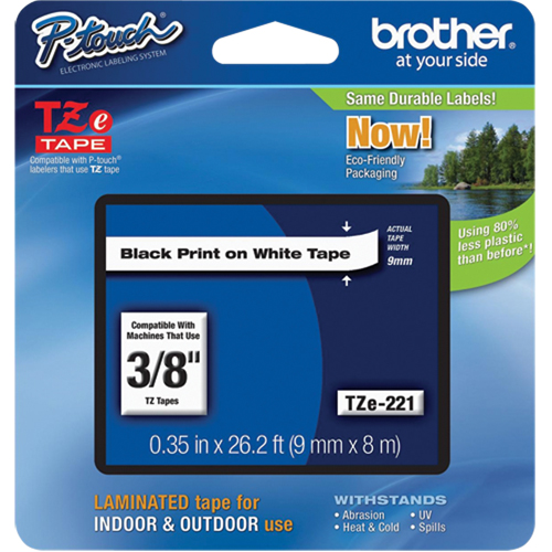 Tze Tape Cartridges, 9 mm x 314.96" or 8 m, Black on White Canadian Safety Group Inc.